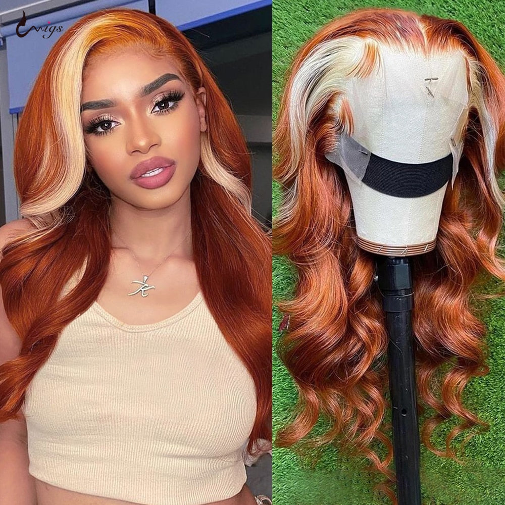 Body Wave Lace Wigs Ginger Color With Blonde Balayage - Whisy Shopping