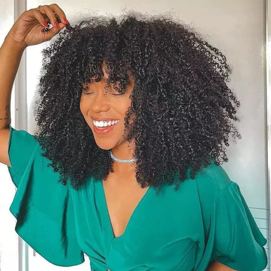 Afro Kinky Curly Wig* Bang - Whisy Shopping